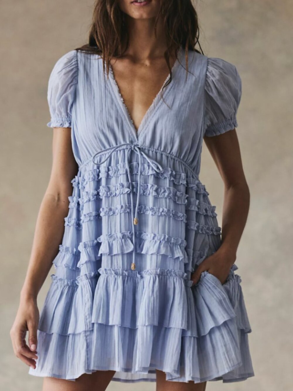 NWT Free People Free-Est Darcy Mini Dress Dried Hydrangea Blue Small